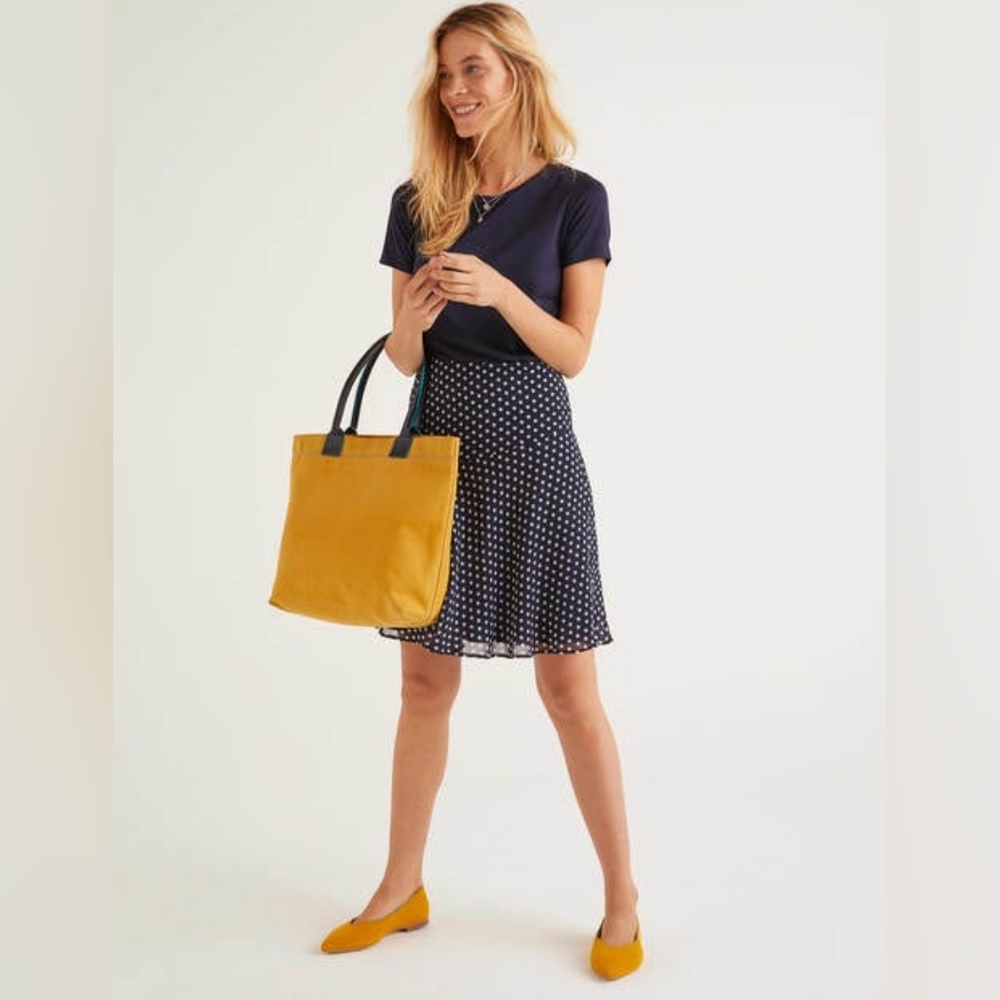Boden Mustard Yellow and Blue Handle Handbag